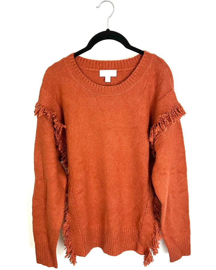 Orange Fringe Sweater - Size 6/8