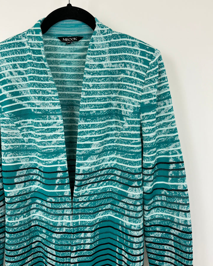 Teal And White Cardigan - Size 0