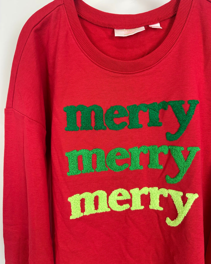 Red Merry Holiday Crewneck- Size 6/8