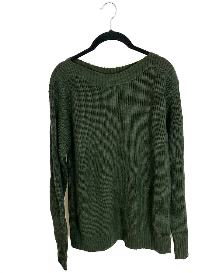 Dark Green Boatneck Sweater - Size 6/8