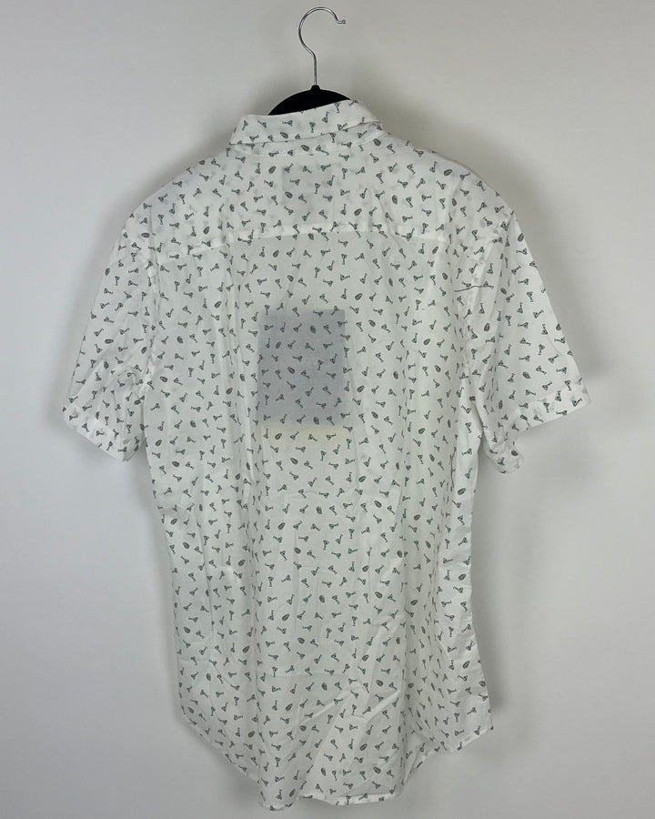 MENS Martini and Oyster White Button-Up - Medium