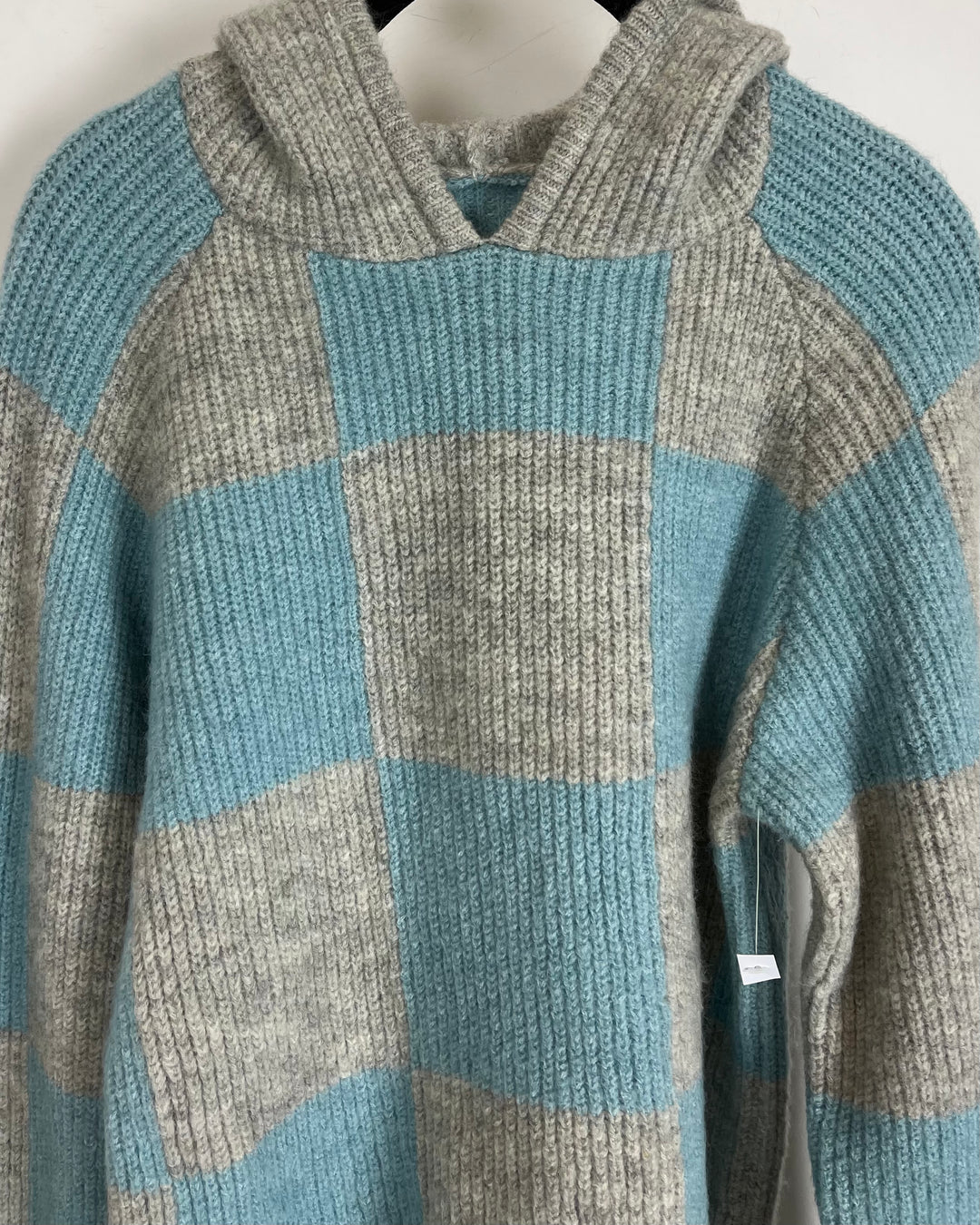 Blue and Grey Knit Hoodie - Size 6/8