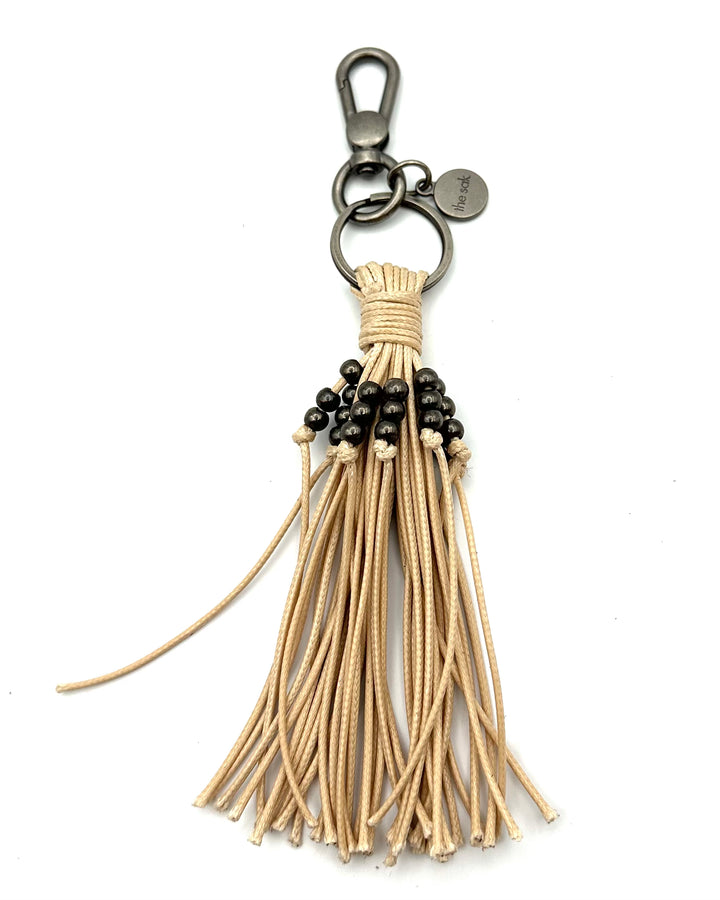 Straw Tassel with Gunmetal Beads Keychain