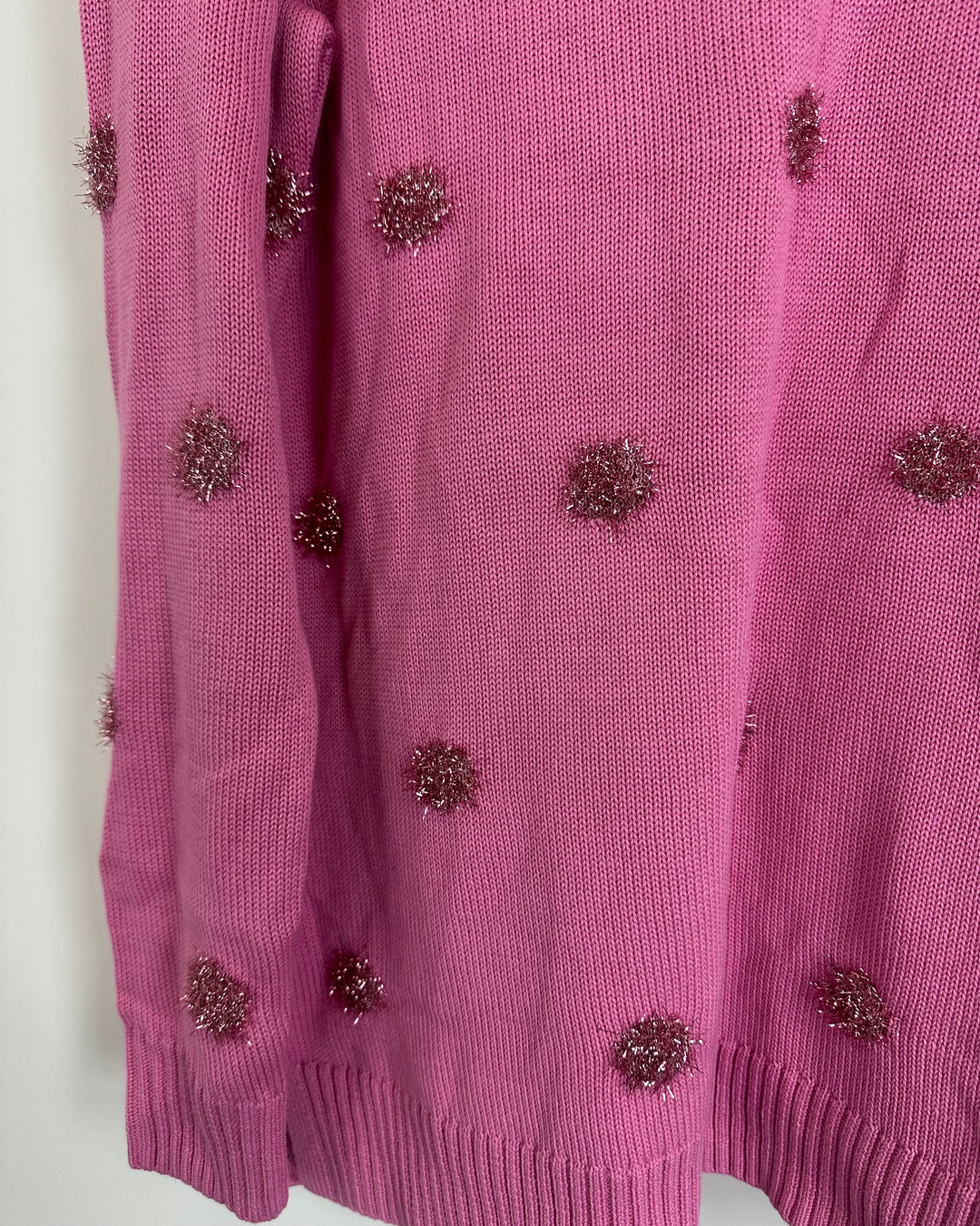 Pink Pom Pom Tinsel Sweater - Size 6/8