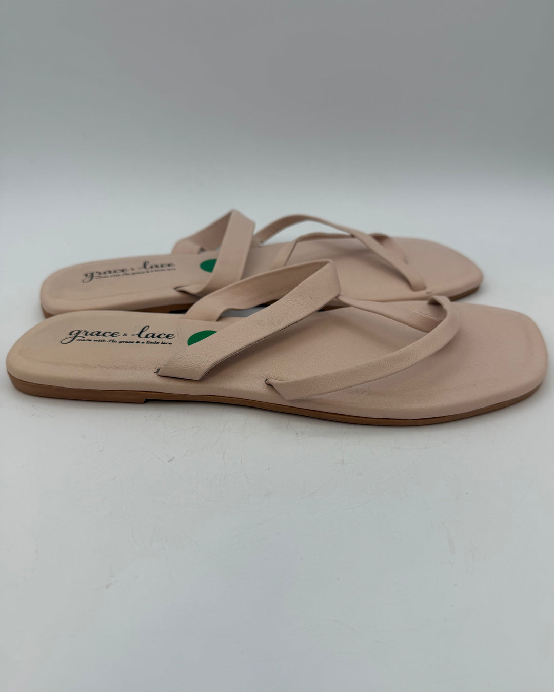 Blush Strappy Faux Leather Sandals - Size 7