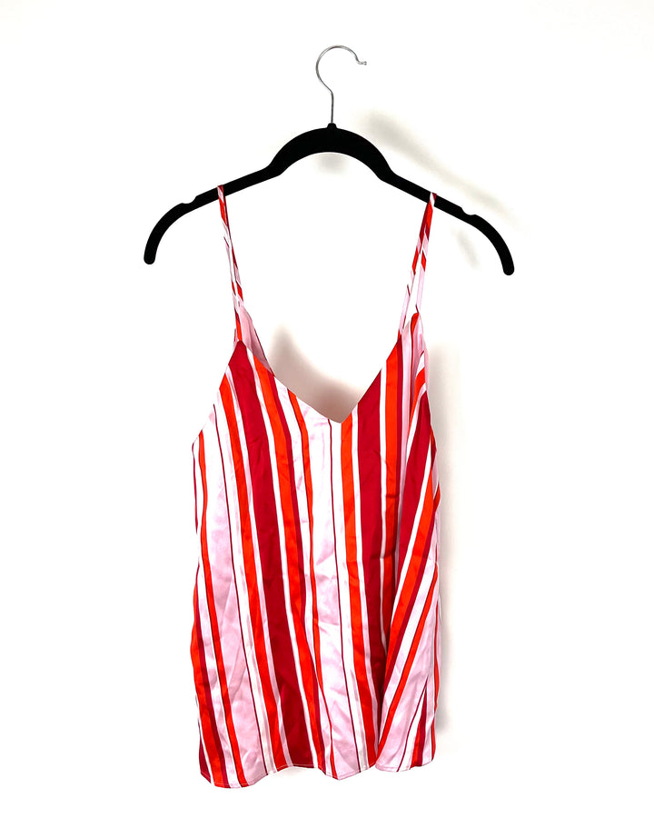 Red and Pink Striped Tank - Size 2-4