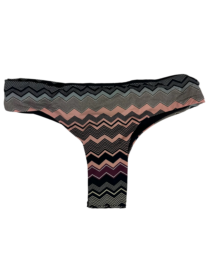 Ultra Cheeky Black Chevron Reversible Classic Bikini Bottom - Small