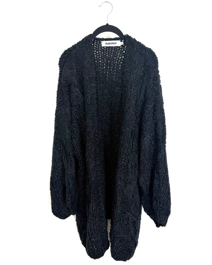 Black Open Knit Cardigan - Size 8/10