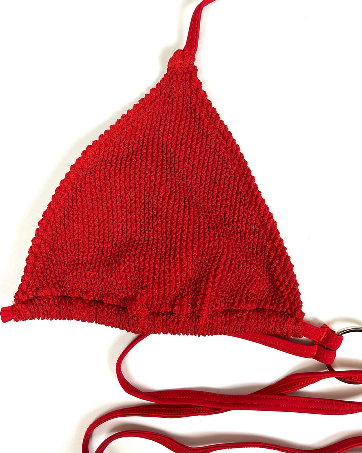 Red Textured Strappy Bikini Top - M, L, XL
