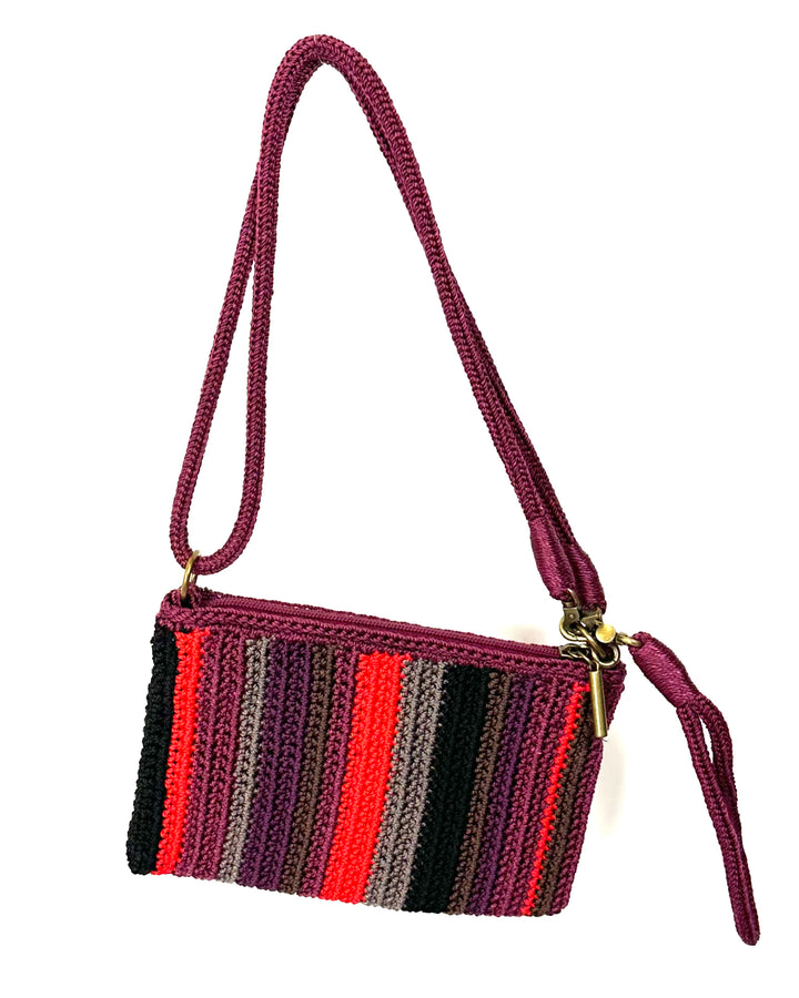 Burgundy Multicolor Crochet Crossbody / Wristlet