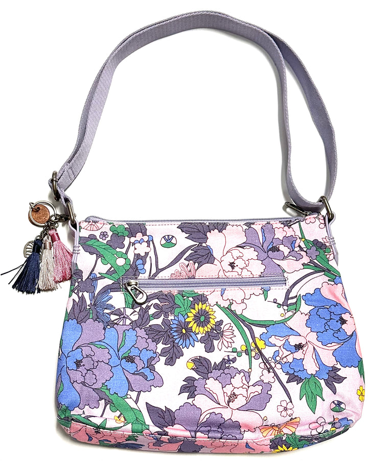 Purple Floral Print Crossbody Bag