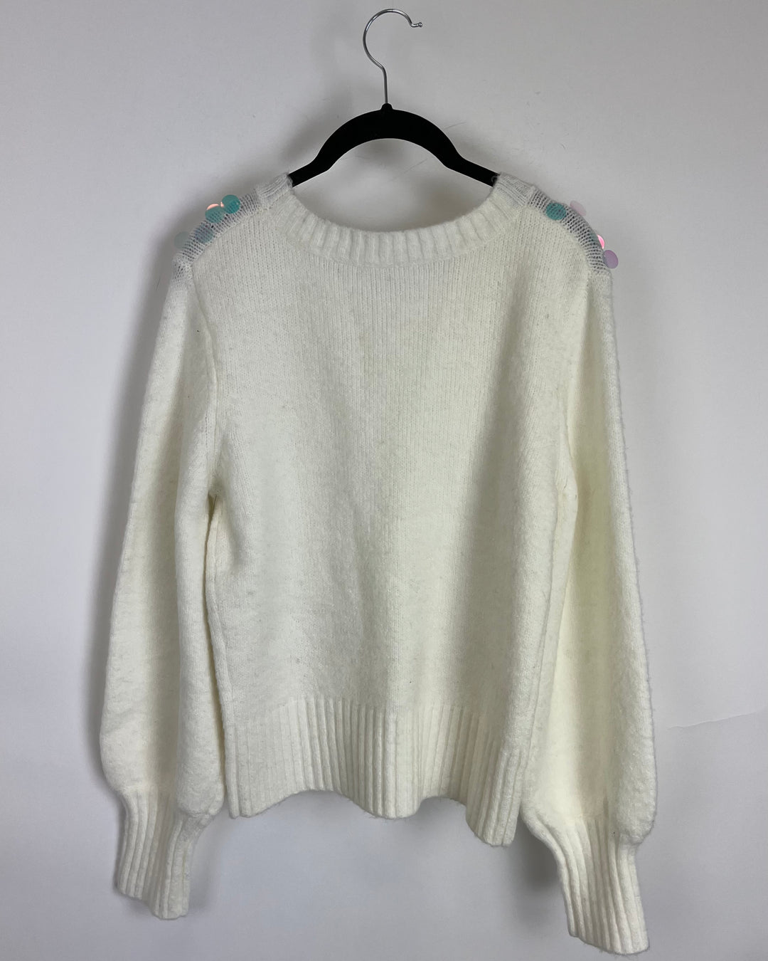 White Sequin Detail Knit Sweater - Size 6/8