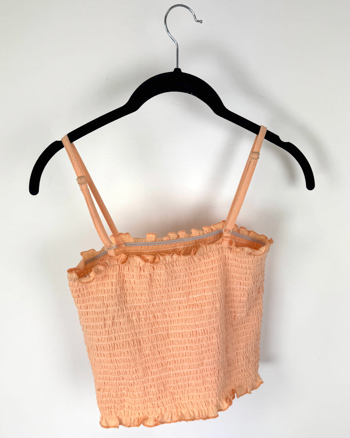 Coral Orange Smocked Tank Top - Size 2/4