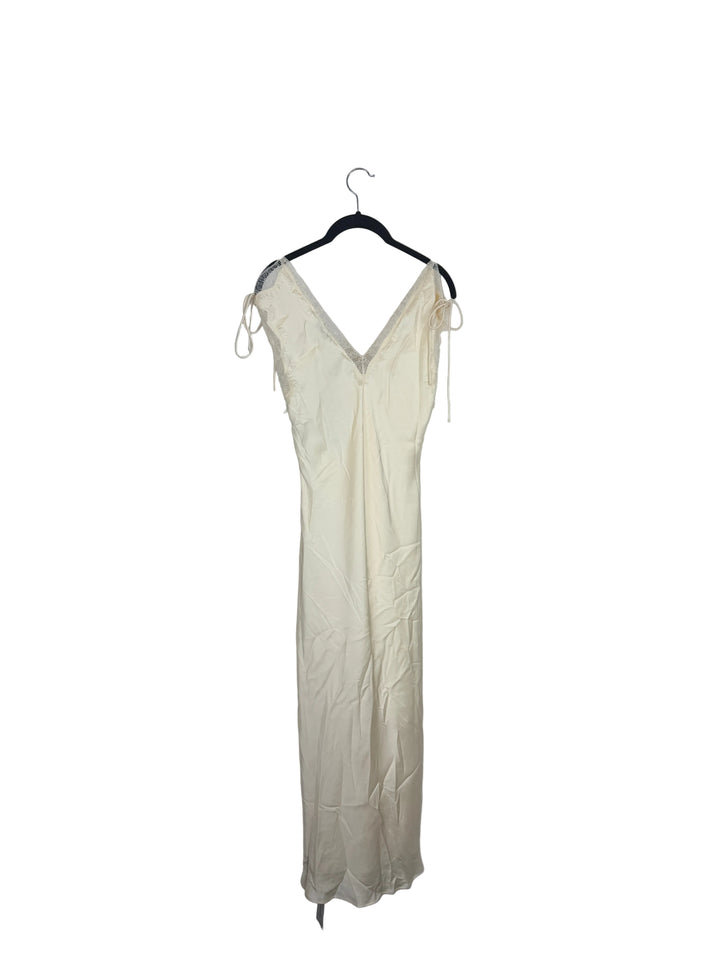 Pale Cream Lace Tie Dress - Size 0/2