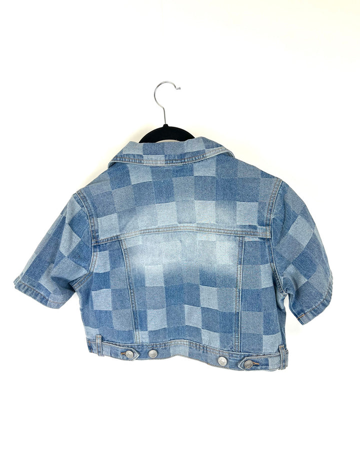 Blue Denim Cropped Short-Sleeve Shirt - Size 2/4