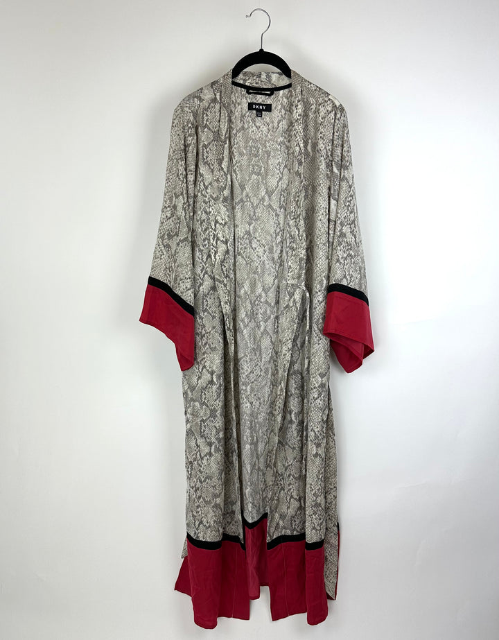 Grey Snake Skin Print Robe - S/M