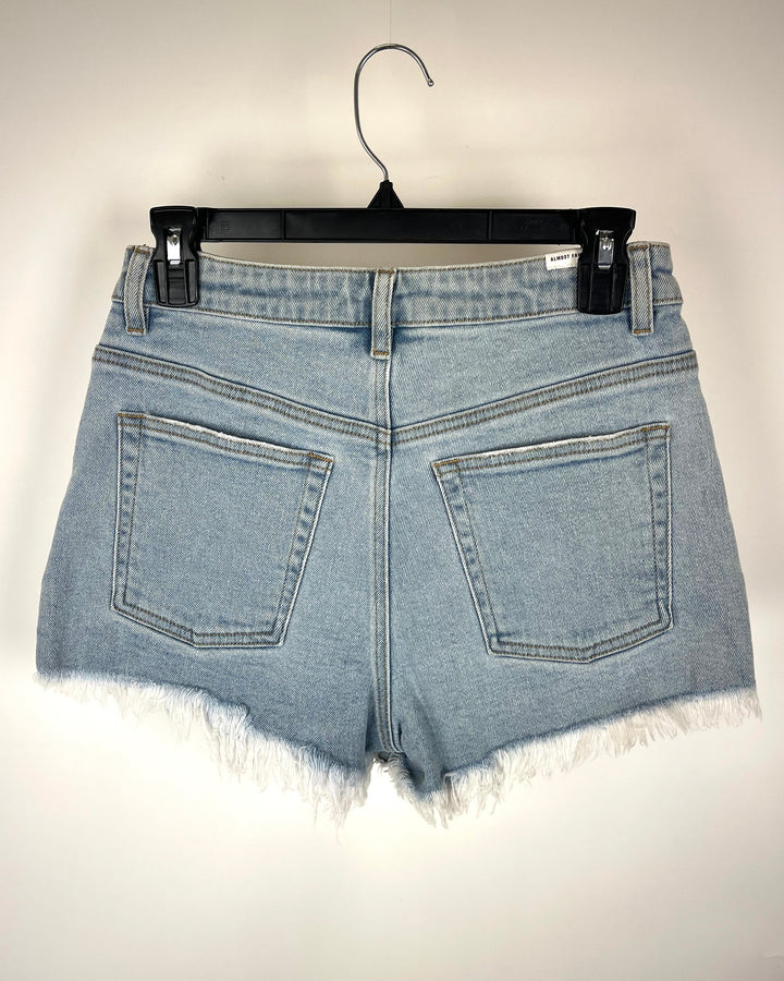 Blue Denim Heart Pattern Shorts - Small