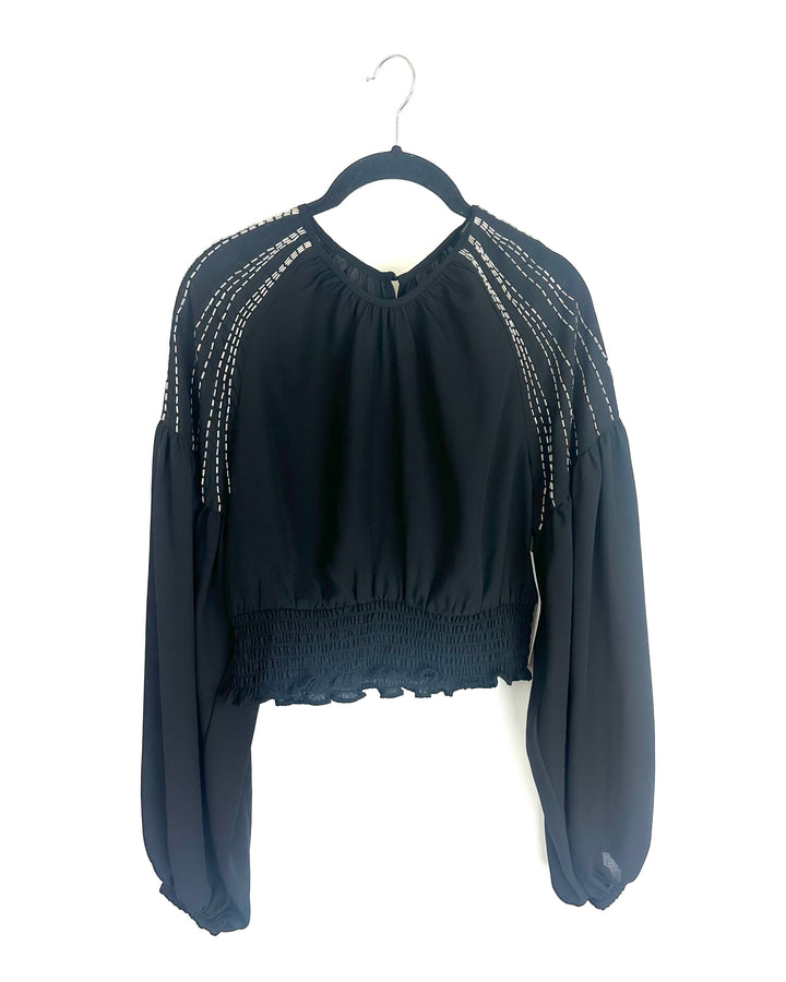 Black Rhinestone Crop Top - Size 2/4
