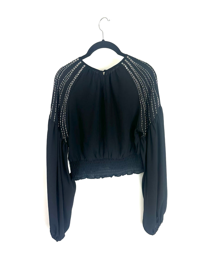 Black Rhinestone Crop Top - Size 2/4