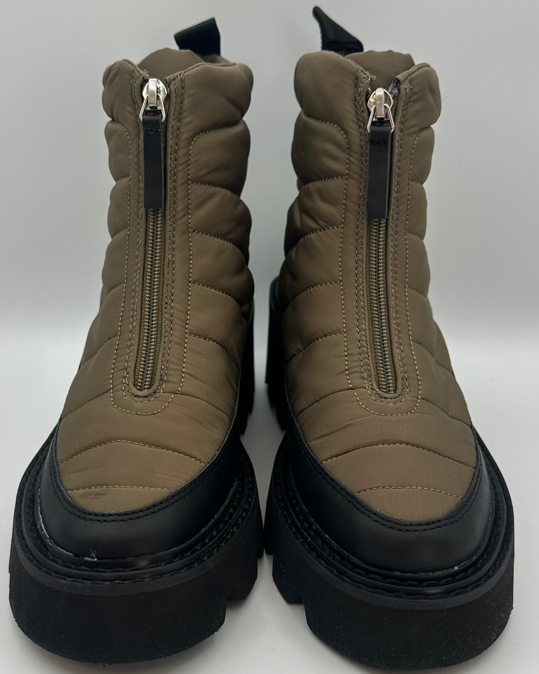 Olive Green Nylon Boots - Size 8 and 9.5
