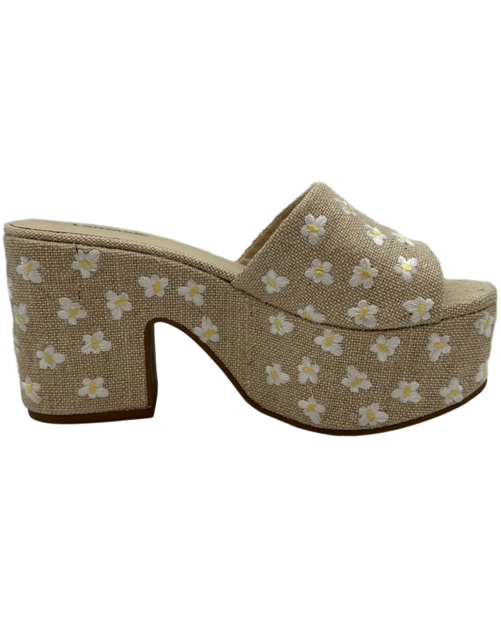 Tan Raffia Floral Platform Sandal - Size 6 and 10