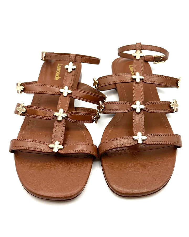 Brown Leather Flat Sandals - Size 6.5