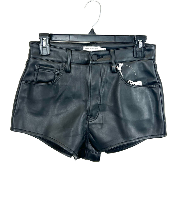 Good American Black Faux Leather Shorts- Size 4