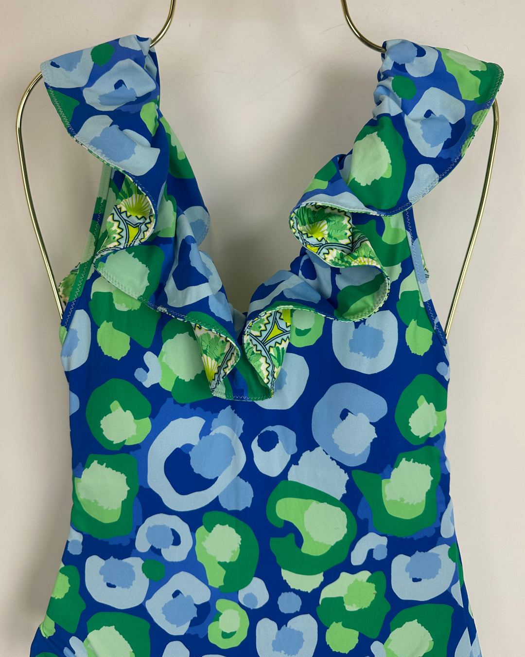 Blue & Green Cheetah One Piece Swimsuit - XS, S, XL