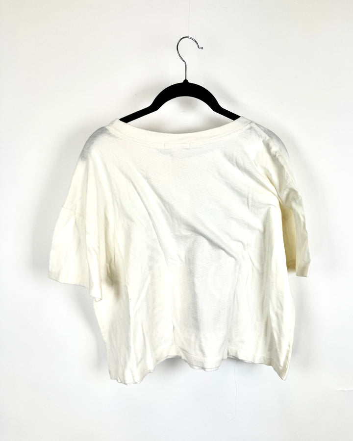 Cropped Cream Country Music T-Shirt - Small