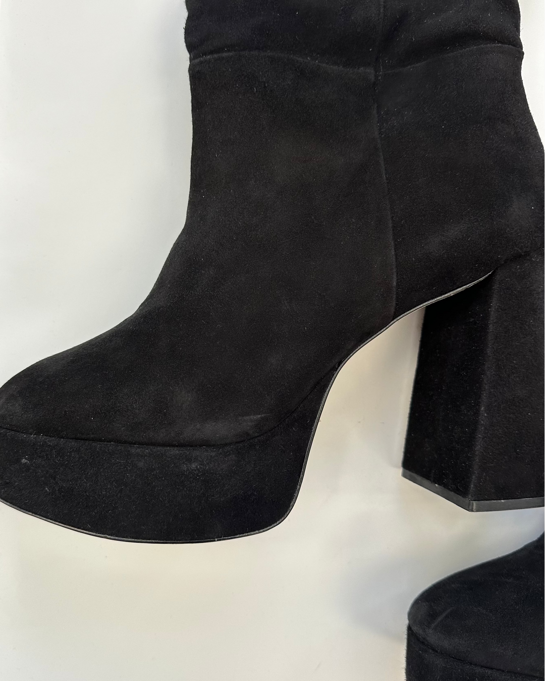 Black Suede Platform Boots - Size 11
