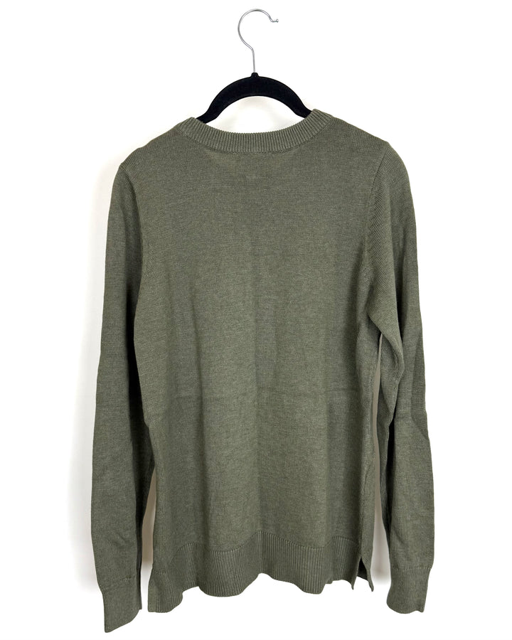 Dark Olive Green Fox Sweater - Size 6/8