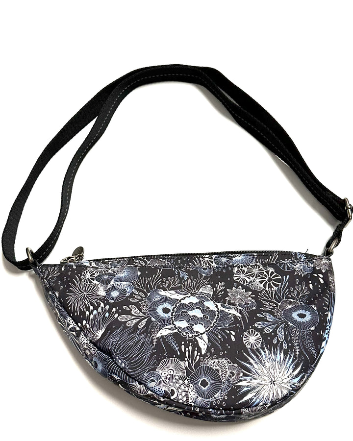 Black Water Motif Crossbody Sling Bag