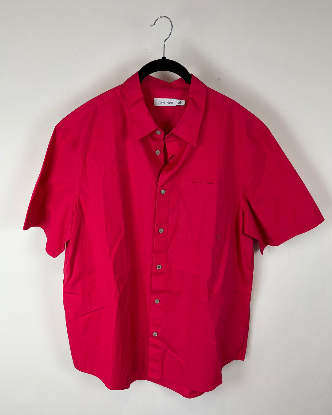 MENS Pink Short Sleeve Button Down Shirt - Medium