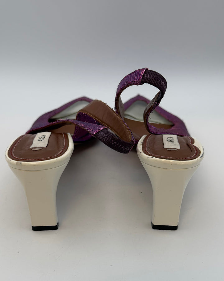 Textured Metallic Pink and White Heels - Size 40