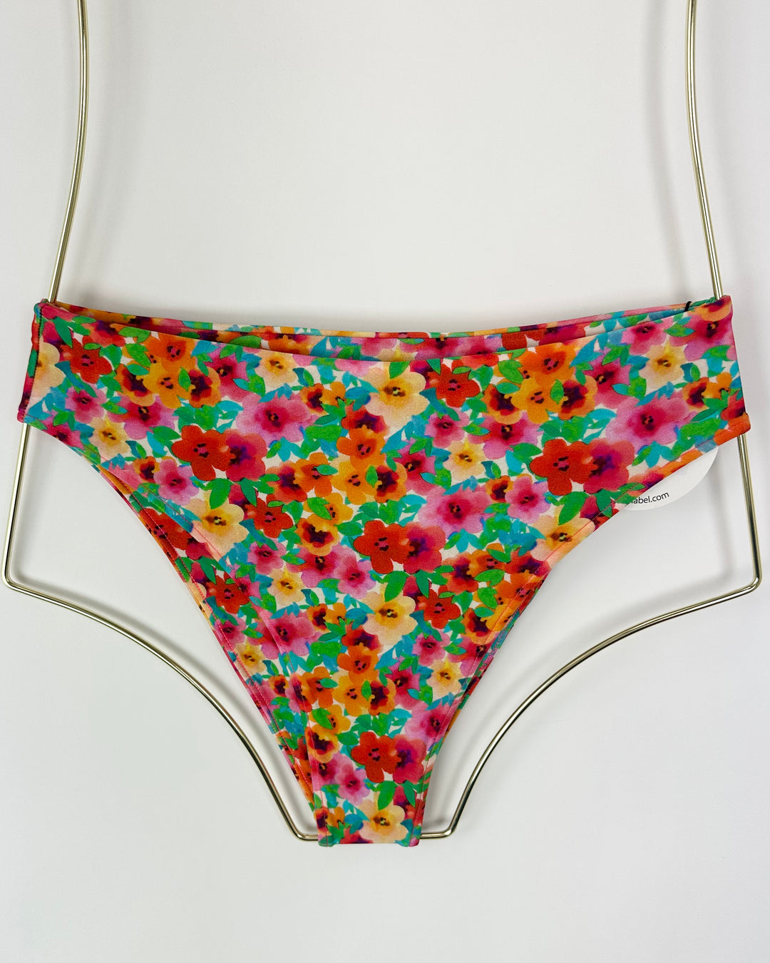 Multi Colored Floral High Waisted Bikini Bottom - Extra Small