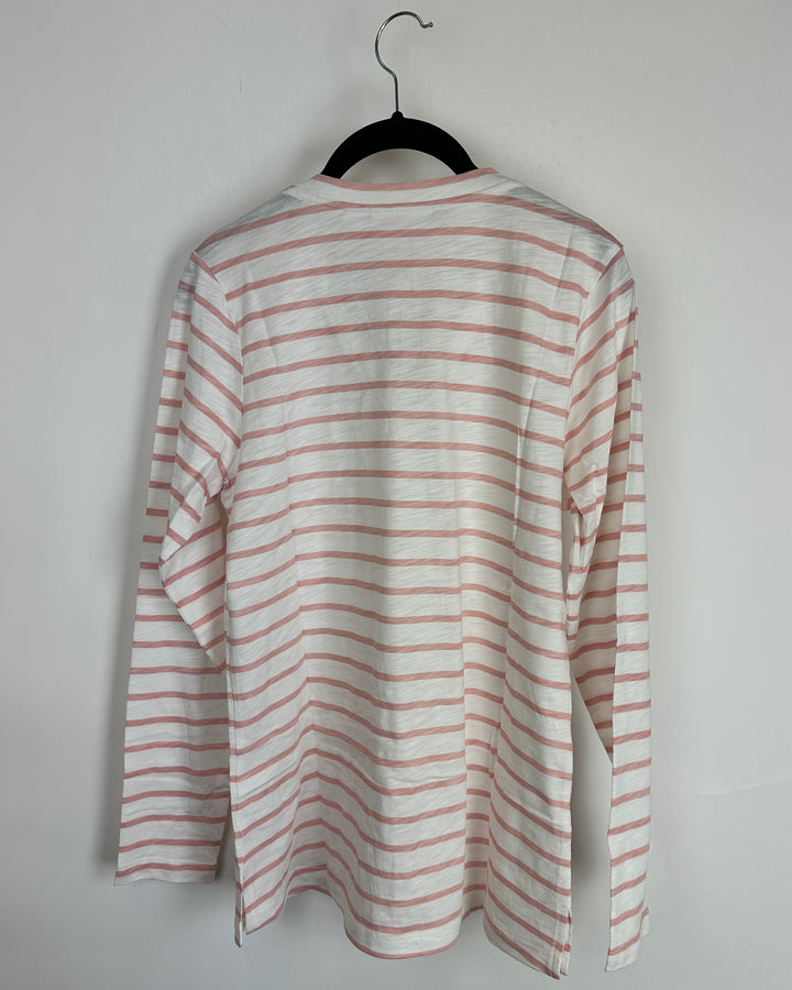 White and Pink Striped Top - Size 6/8