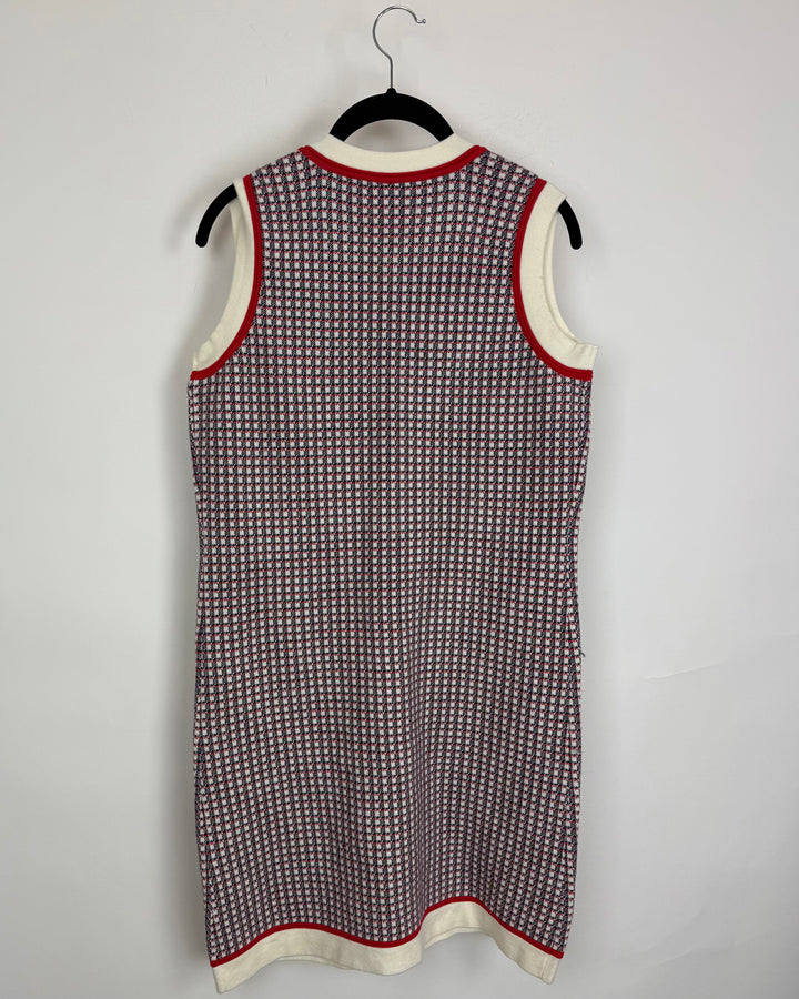 Blue & Red Knit Tank Top Dress - Size 8/10