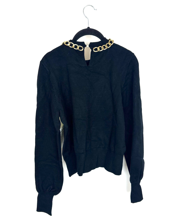 Black Gold Chain Collar Sweater – Size 6/8