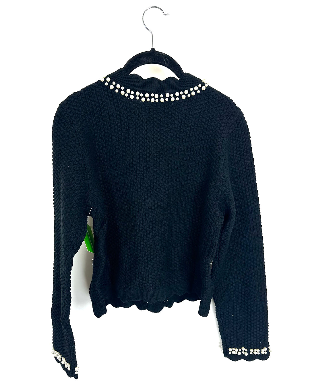 Black Knit Faux Pearl Cardigan - Size 2/4 and 4/6