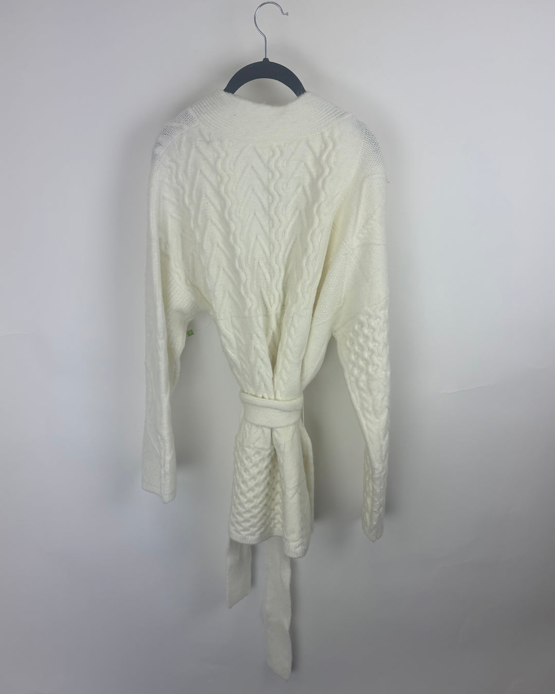 Thick White Knit Cardigan - Medium