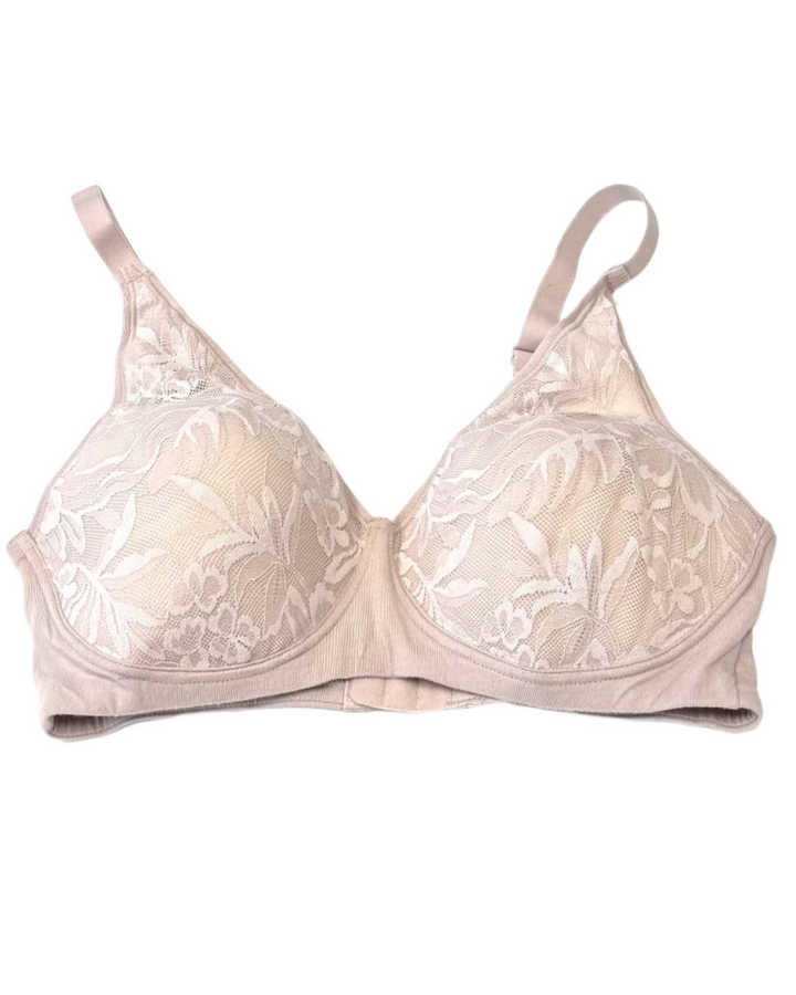 Pink Nude Lace Wireless Bra - Small