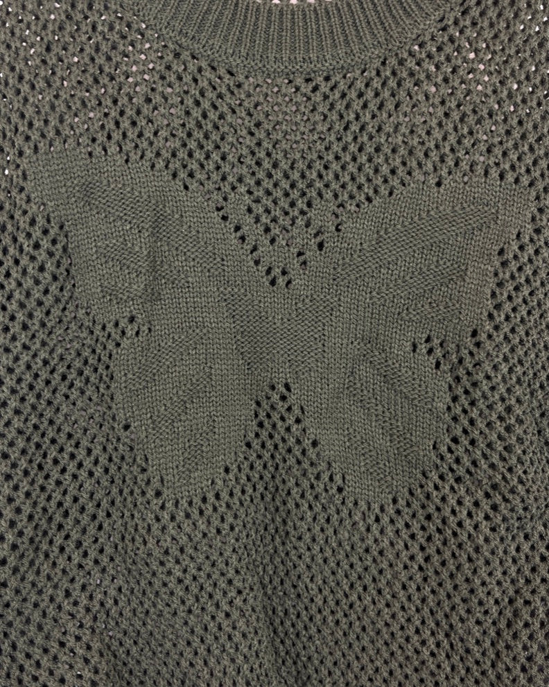 Dark Green Knit Sweater with Butterfly - Size 6/8