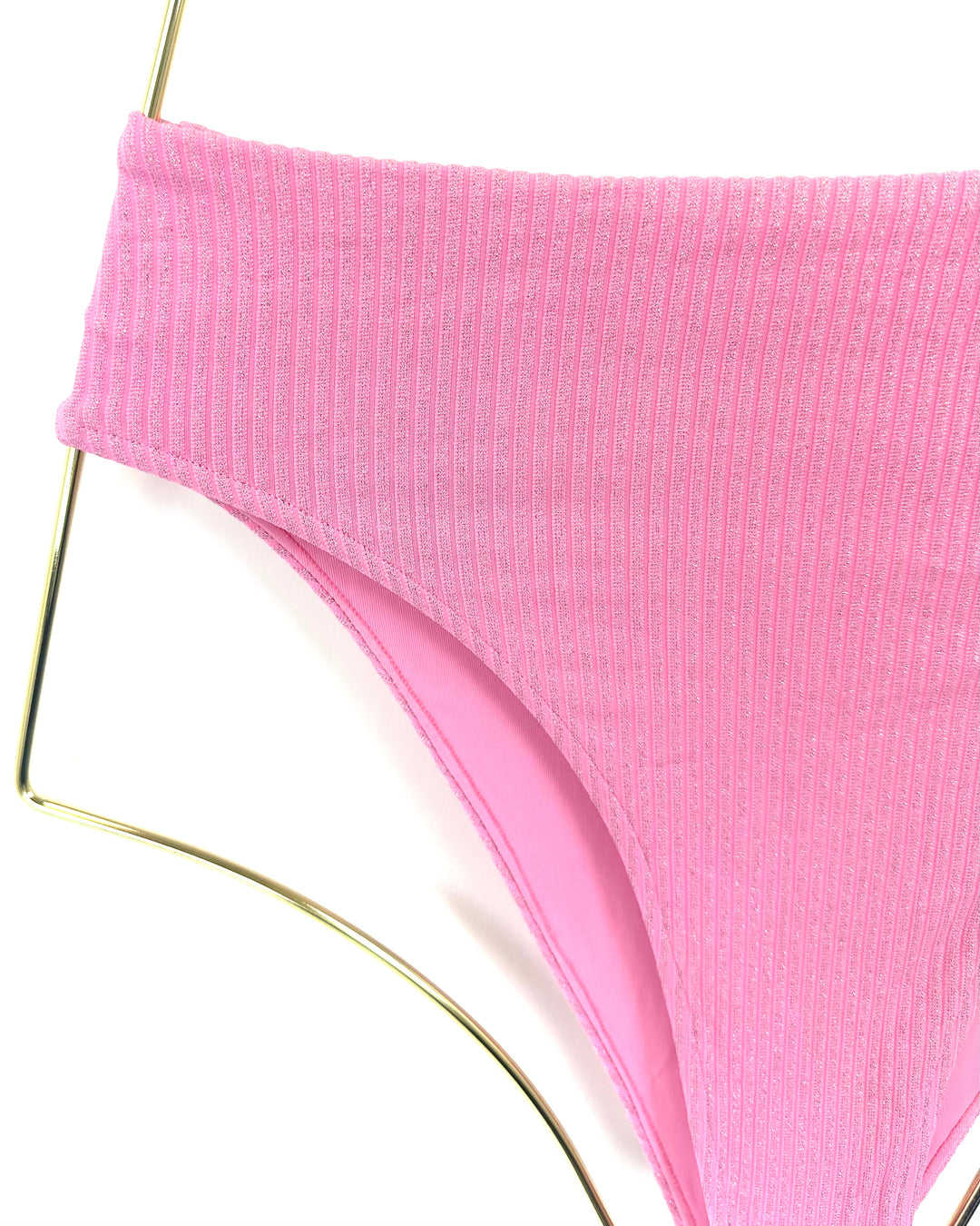 Pink Metallic High Waist Bikini Bottom -XS, S, XXL