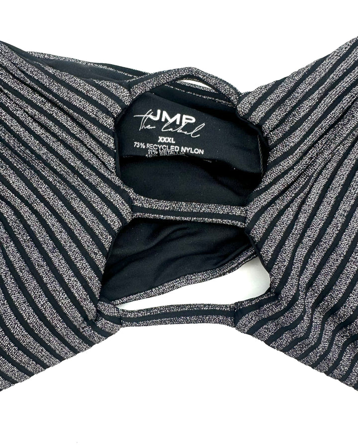 Metallic Black Strapless Bandeau Bikini Top - Extra Extra Extra Large