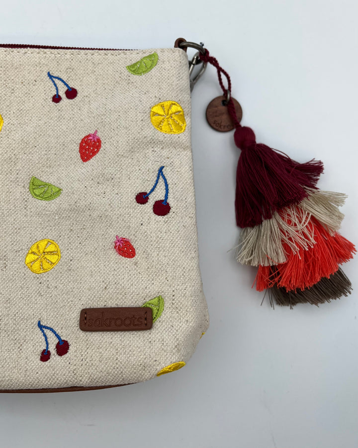 Canvas Fruit Embroidery Bag
