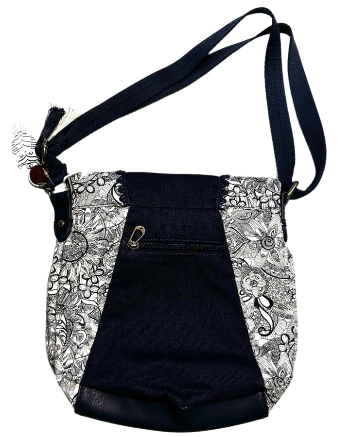 Blue and White Paisley Crossbody Bag