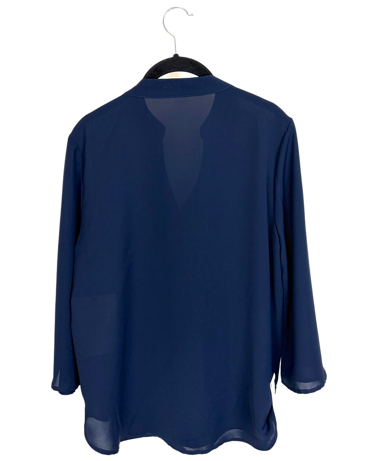 Navy Long Sleeve Blouse - Size 6/8