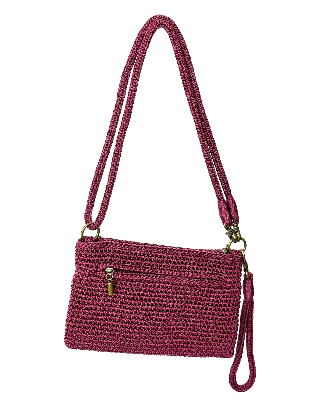 Burgundy Appliqué Crochet Crossbody / Wristlet