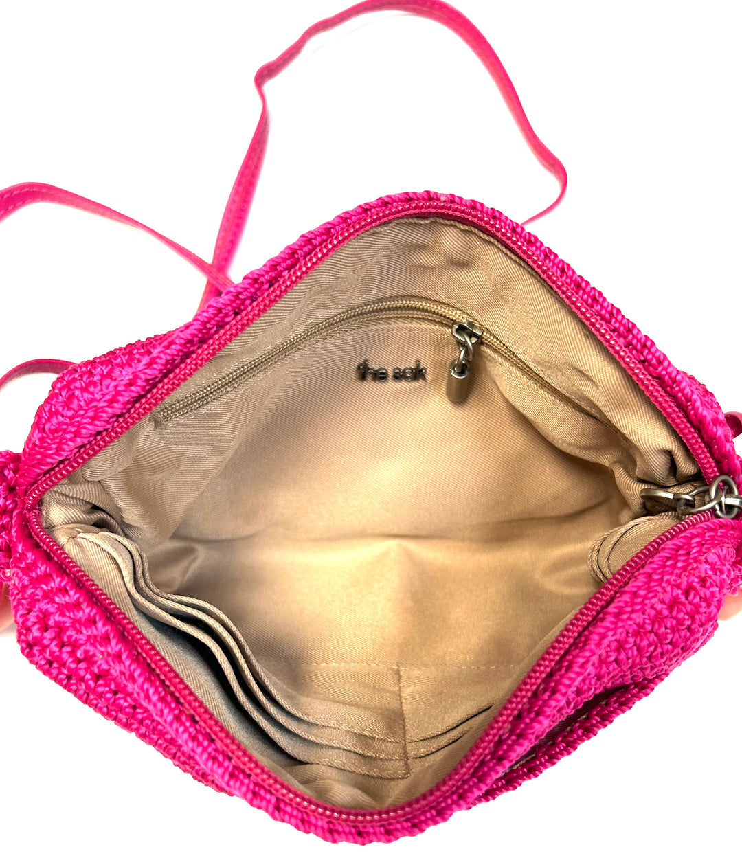 Magenta Crochet Crossbody Bag