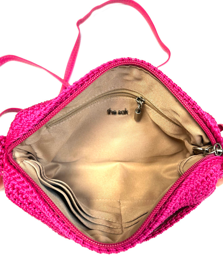 Magenta Crochet Crossbody Bag